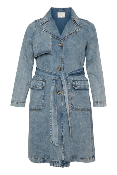 KCsina Denim Trenchcoat Washed Blue Denim