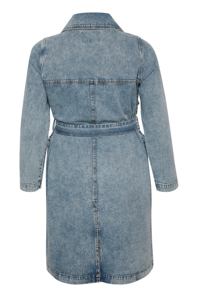 KCsina Denim Trenchcoat Washed Blue Denim