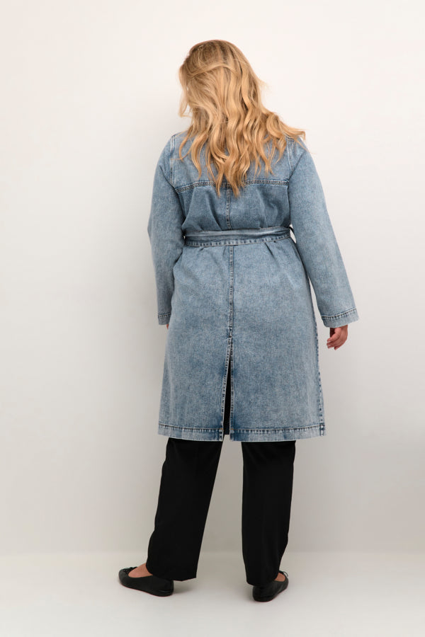 KCsina Denim Trenchcoat Washed Blue Denim