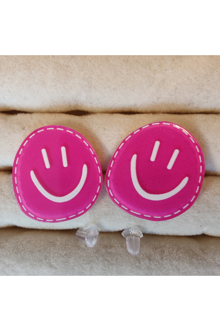 Ørering "Smiley" Pink/Hvid