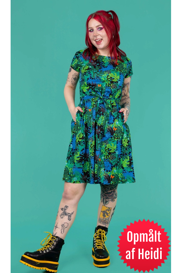 Jungle Cats Tea Dress Grøn/Blå