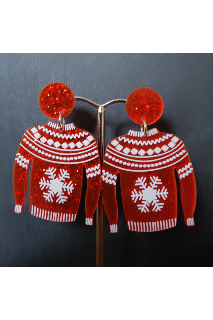 Ørering "julesweater" Rød/Hvid