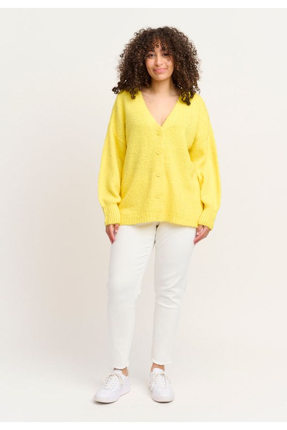 Emma Cardigan "Popcorn strik" Gul