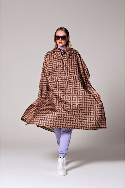 RegnPoncho  Damier Brun