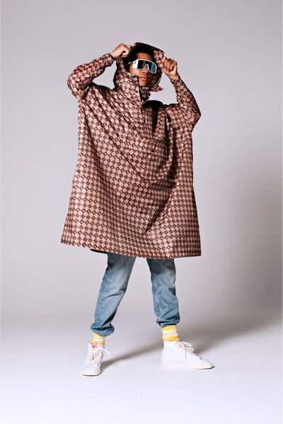 RegnPoncho  Damier Brun