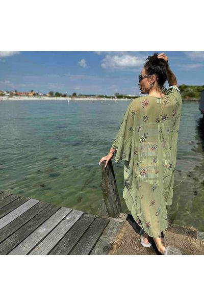 #BREEZE Kimono med øje mønster Lys Camo