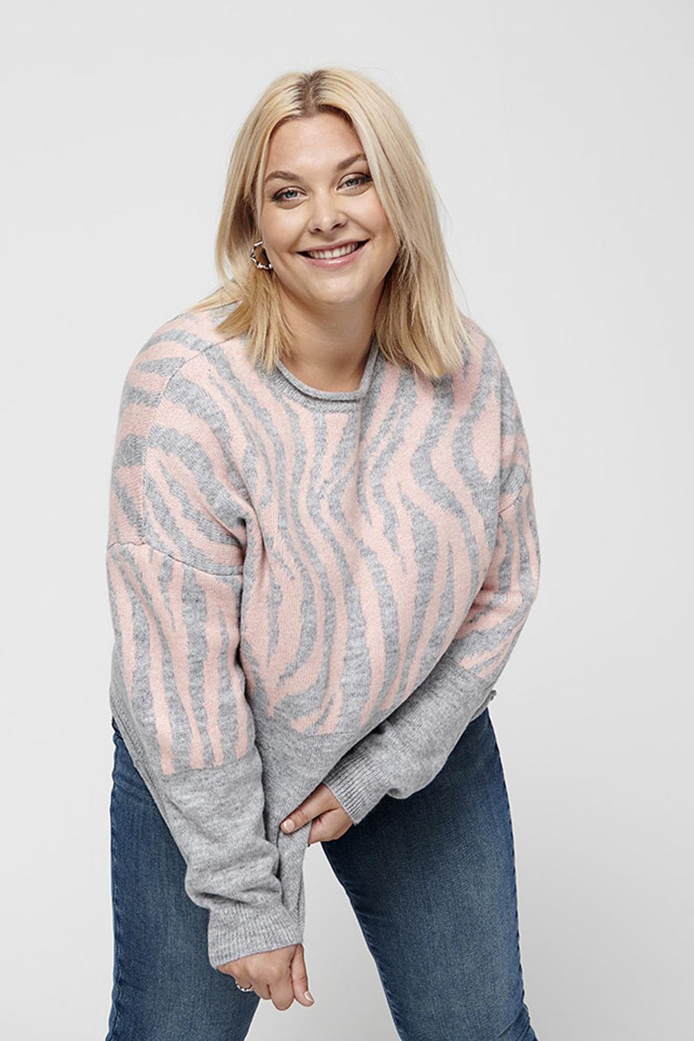 CARJADE Pullover ZEBRA Grå/Lyserød