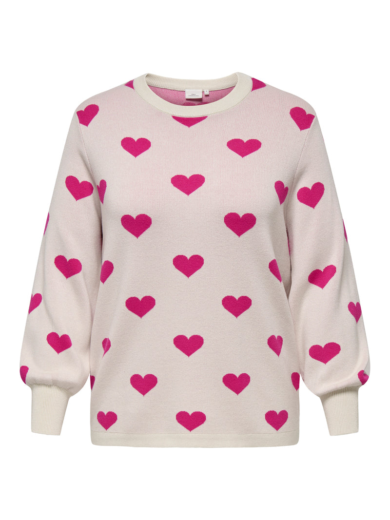 CARMONTANA Pullover m/Hjerter Hvid/Pink