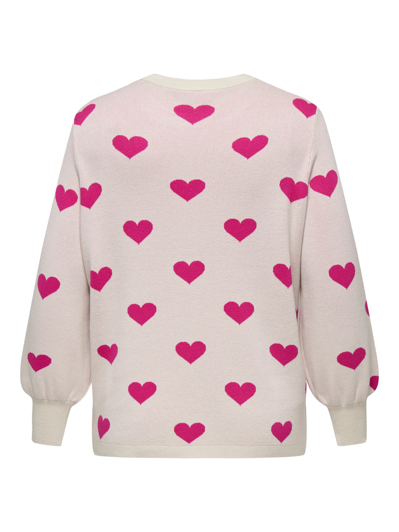 CARMONTANA Pullover m/Hjerter Hvid/Pink