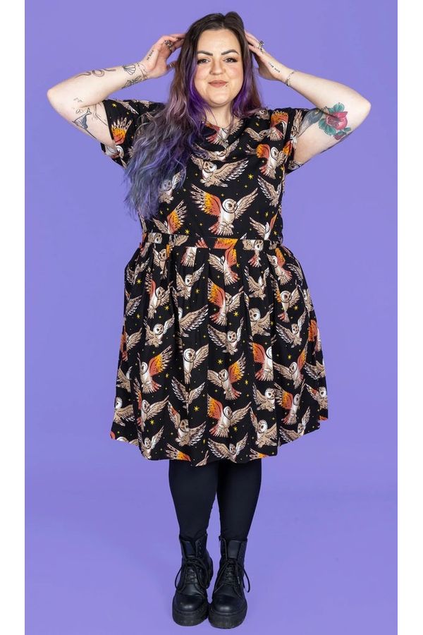 What A Hoot Owl Tea Dress Sort/brun