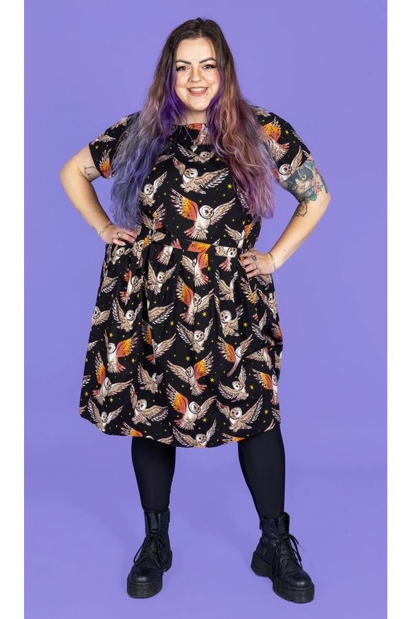 What A Hoot Owl Tea Dress Sort/brun