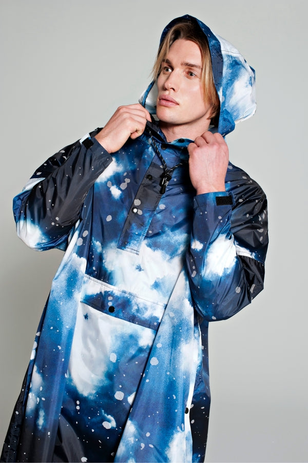 RegnPoncho  Starry Night Blå