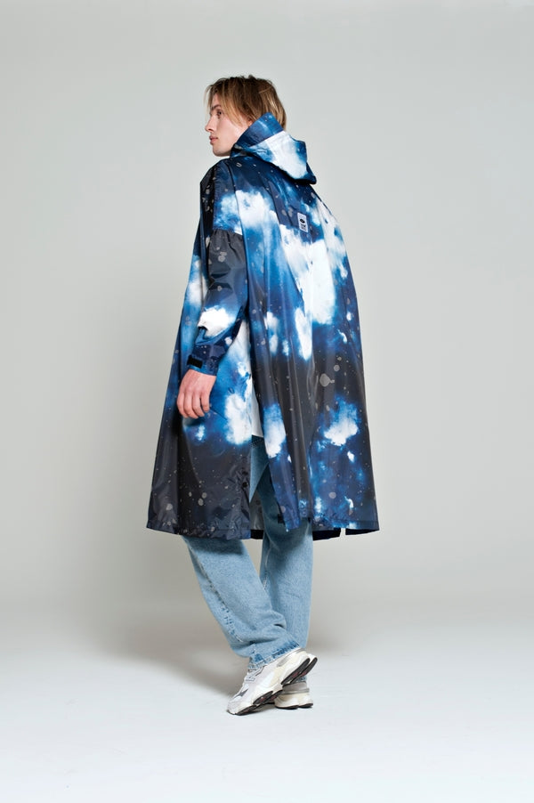 RegnPoncho  Starry Night Blå