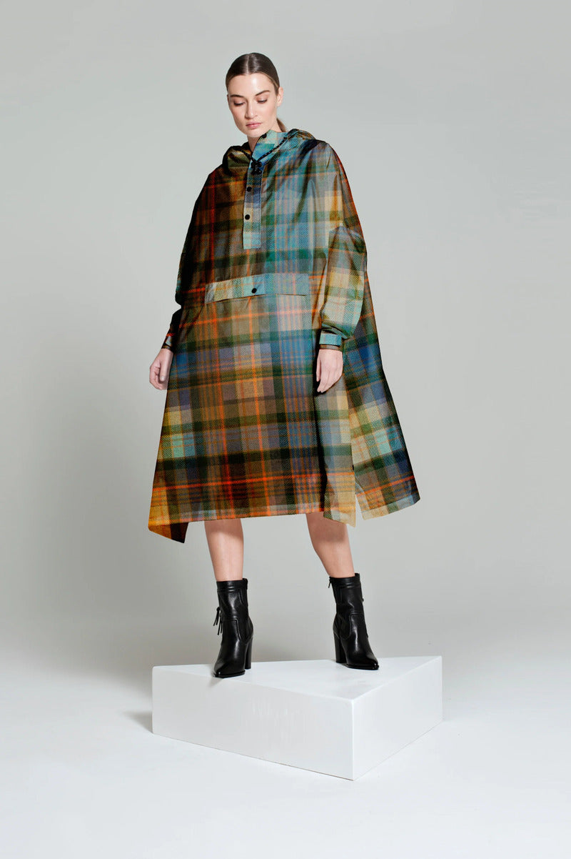 RegnPoncho Tartan Multifarvet