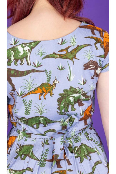 Adventure Dinosaur Tea Dress Lyseblå