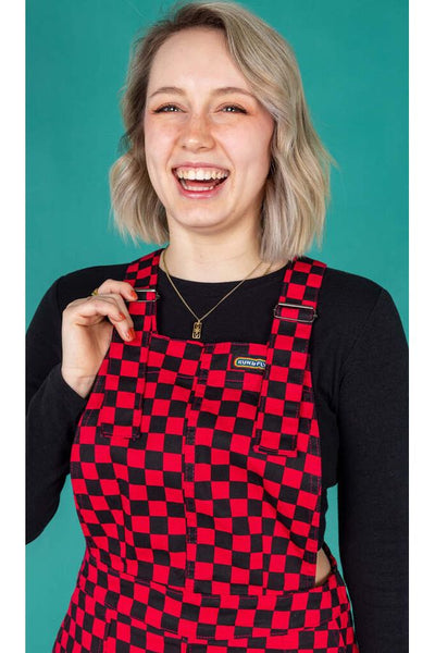 Pinafore Dress Black & Viva Magenta Checkerboard