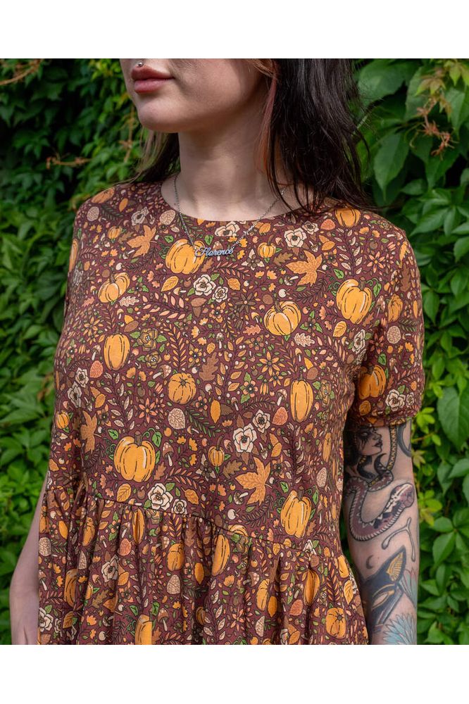 Halloween: Oversized Jerseykjole Autumn Pumpkin Brun/Orange