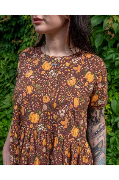 Halloween: Oversized Jerseykjole Autumn Pumpkin Brun/Orange