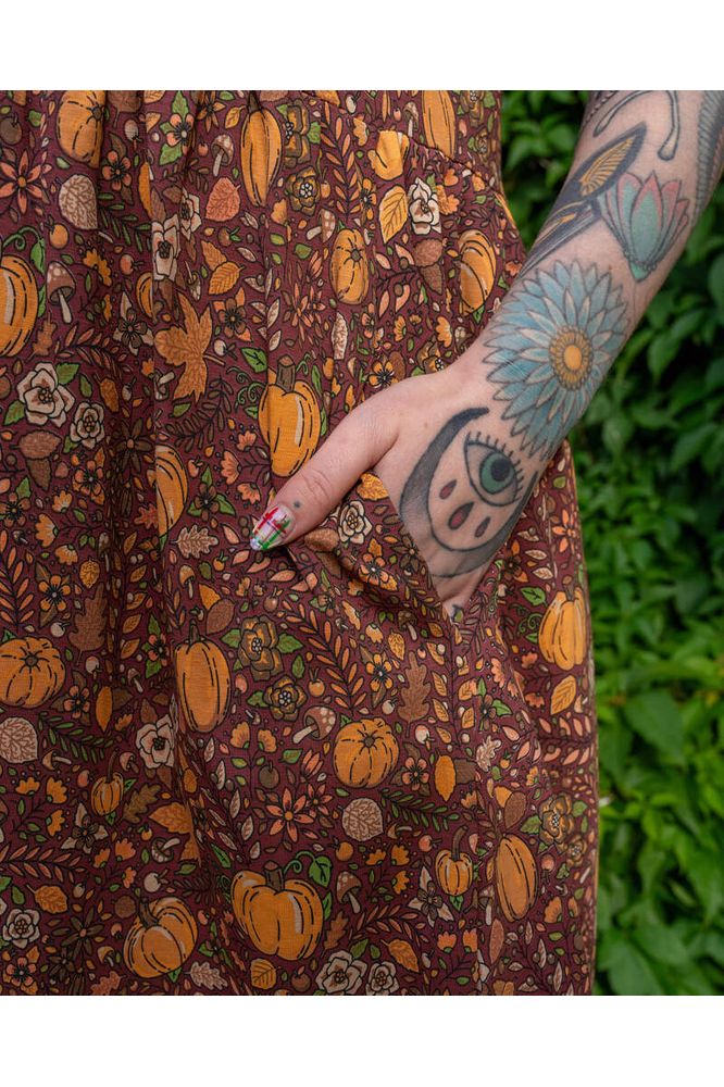 Halloween: Oversized Jerseykjole Autumn Pumpkin Brun/Orange