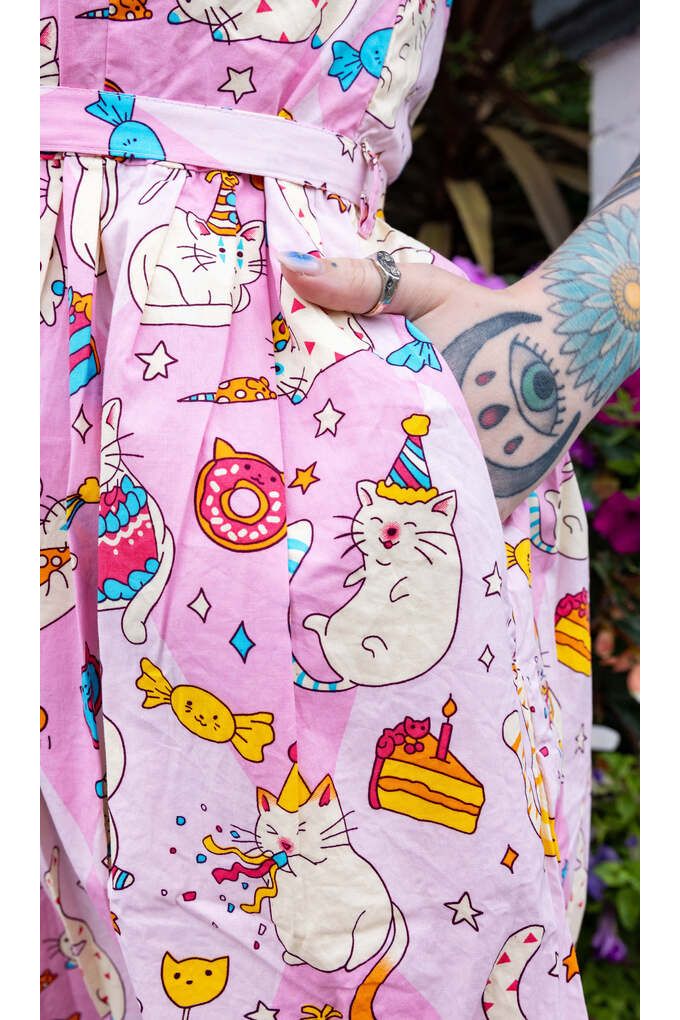 Party Cats Tea Dress Lyserød