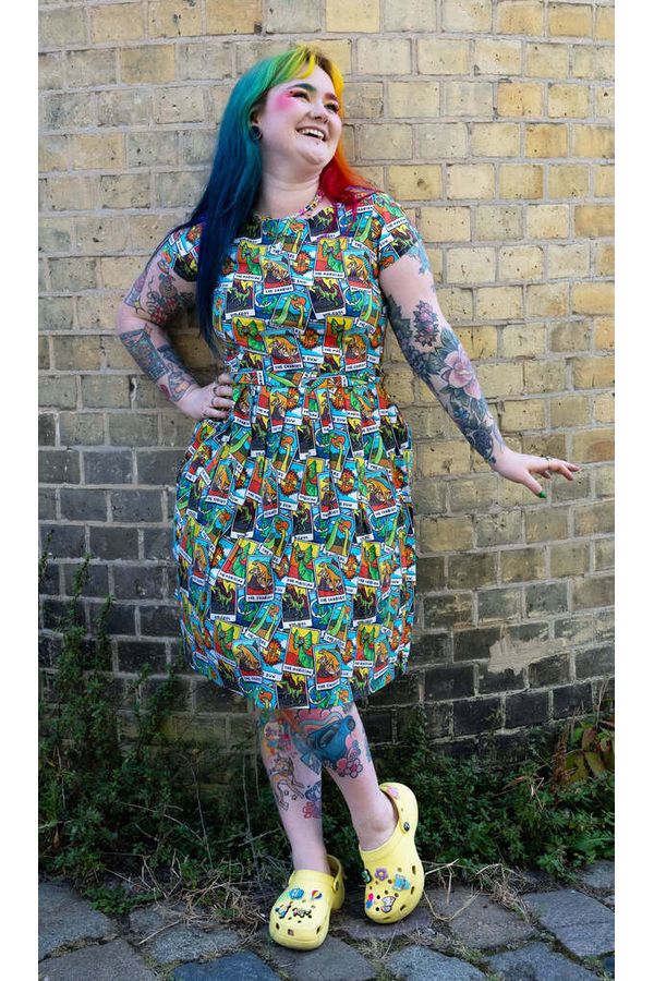 Dino Tarot Tea Dress Multifarvet