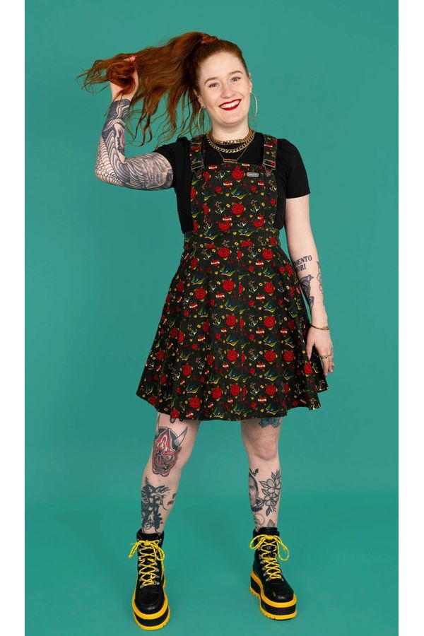 Flared Pinafore Dress Retro Old School Tattoo